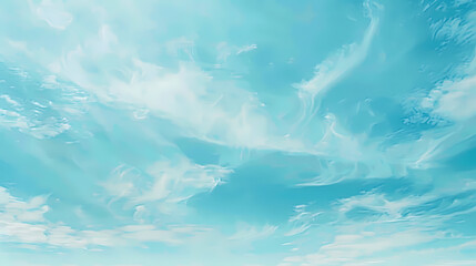 Obraz premium Bright blue sky with wispy, white clouds on a clear day