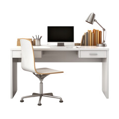 Fototapeta premium Office chair and table isolate on transparent png. 