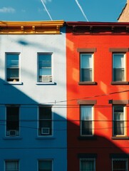 Fototapeta premium Colorful architecture photo. Vivid colorful buildings.