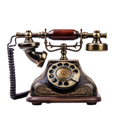 Old telephone isolate on transparent png.