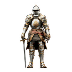 Fototapeta premium Knight in armor isolate on transparent png. 