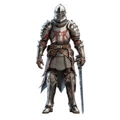 Obraz premium Knight in armor isolate on transparent png. 