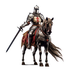 Obraz premium Knight on horseback isolate on transparent png. 