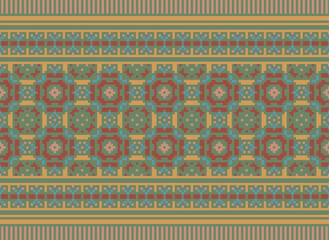 Pixel African and Mexican Aztec American tribal vector borders, frame patterns. Vector seamless background with a bright Mexican pattern. Vector seamless00 color