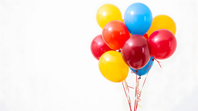 colorful balloons isolated on white, with copy space