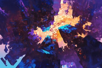 Fototapeta premium Abstract Digital Cityscape with Vivid Colors