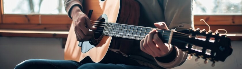 Fototapeta premium day off, hobbies, leisure, playing guitar, music, calm