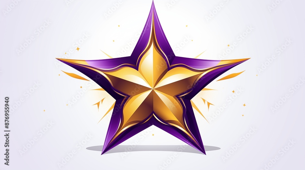 Poster Radiant Purple and Gold Star Illustration with a Glowing Effect