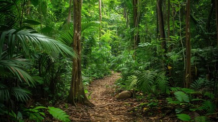 Fototapeta premium exploration, journey, discovery, dense forest, hidden path, nature