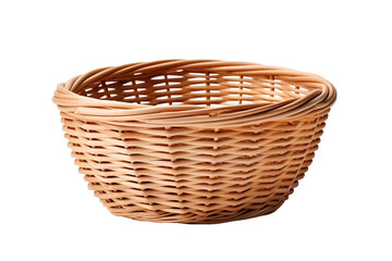 Fototapeta premium A Natural Woven Basket, Crafted With Care, Ready to Be Filled on a White or Clear Surface PNG Transparent Background