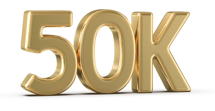 50k Followers Gold Number 3D Render