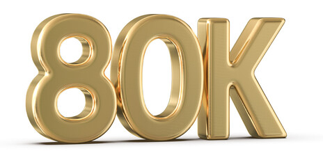 80k Followers Gold Number 3D Render