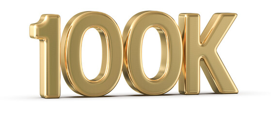 100k Followers Gold Number 3D Render