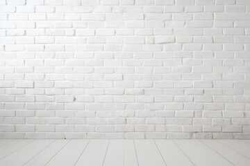 Fototapeta premium brick wall white color and wooden plank floor for background or texture