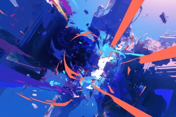Abstract Digital Painting with Bright Colors and Bold Strokes