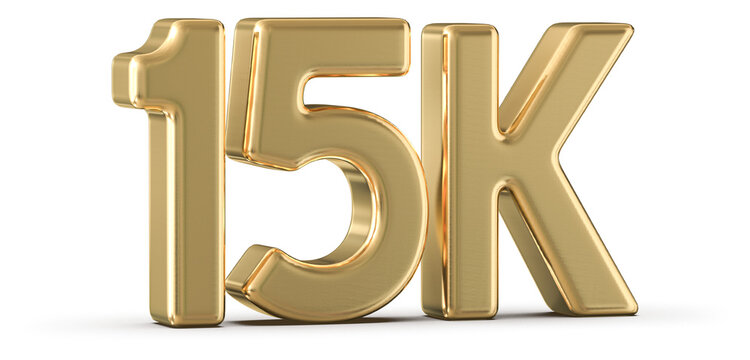 15k Followers Gold Number 3D Render