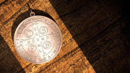 The medal of Saint Benedict - 3D Illustration