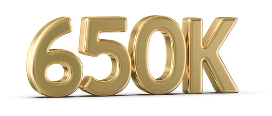 650k Followers Gold Number 3D Render