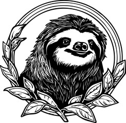 Fototapeta premium Sloth head SVG vector transparent background PNG clipart