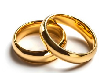 Golden Wedding Rings on White Background