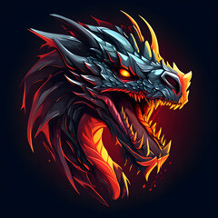 3d render illustration for angery dragon head, ready for logo, tattoo, high detailed, 4K