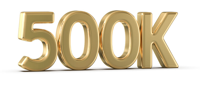500k Followers Gold Number 3D Render