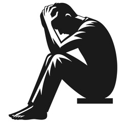 man black and white silhouette vector isolated on white background