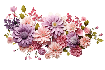 A Delicate Tapestry of Paper Flowers in a Springtime Bouquet on a White or Clear Surface PNG Transparent Background