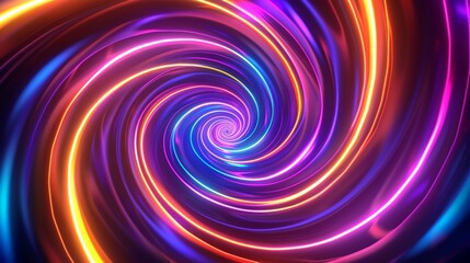 Obraz premium Vivid Neon Spiral and Circle Whirlwind, Optical Illusion Background with Rich Colors, High Detail, Maximum Sharpness