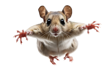 A Tiny Mouse in Mid-Air, Reaching Out With Claws on a White or Clear Surface PNG Transparent Background