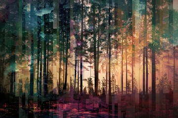 Obraz premium Pine forest outdoors woodland nature.