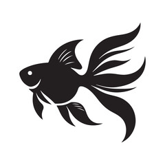 A gold fish silhouette vector art illustration