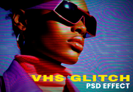 VHS Glitch PSD Effect