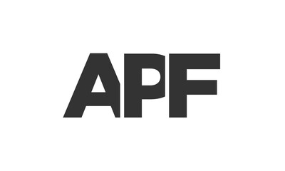 APF logo design template with strong and modern bold text. Initial based vector logotype featuring simple and minimal typography. Trendy company identity.