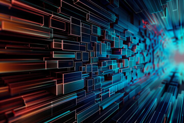 Fototapeta premium futuristic abstract background with colorful neon geometric shapes and dynamic lines in a digital cyberpunk style