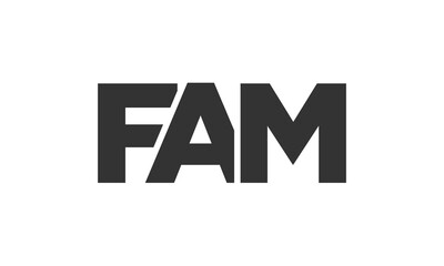 Fototapeta premium FAM logo design template with strong and modern bold text. Initial based vector logotype featuring simple and minimal typography. Trendy company identity.