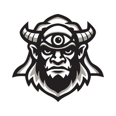 Vector illustration of savage viking head isolated on white background