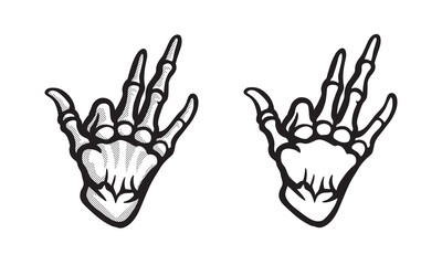 Vector illustration of skeleton hand gesture isolated on white background
