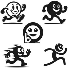 Black and white vector silhouette of a SMILEY isolated on white background