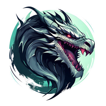 3d render illustration for angery dragon head, ready for logo, tattoo, high detailed, 4K