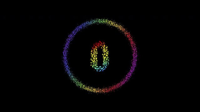 Five second (5-0) digital countdown timer clock rainbow pride color circle design, transparent background 