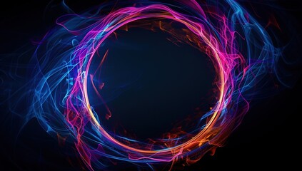 Abstract Circular Light Trails in Vibrant Colors, neon light colors