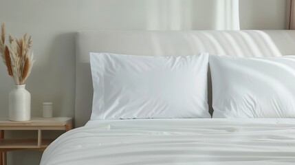 Eco-friendly bed sheets with advanced temperature control, showcasing conservation benefits and a sleek, comfortable design
