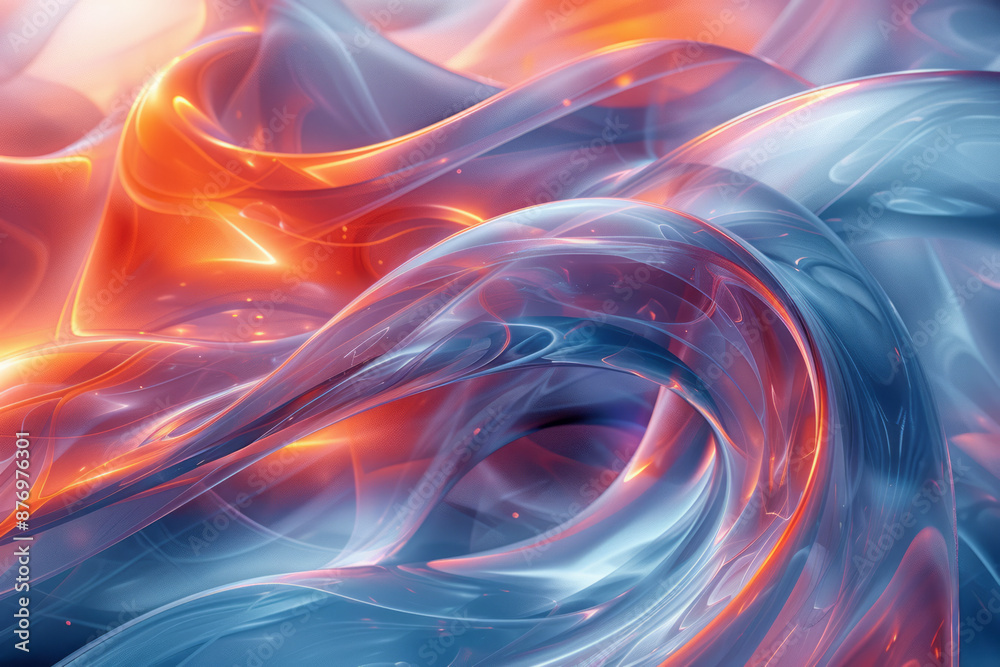 Poster a high-energy abstract composition with forms that appear to be in motion, creating a dynamic visual
