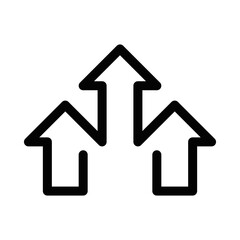 Fototapeta premium Vector icon of three upward-pointing arrows, representing growth, progress, and improvement. Editable stroke.