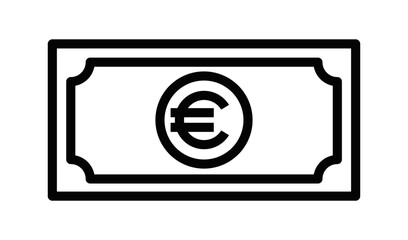 Euro cash money vector icon. Editable stroke.