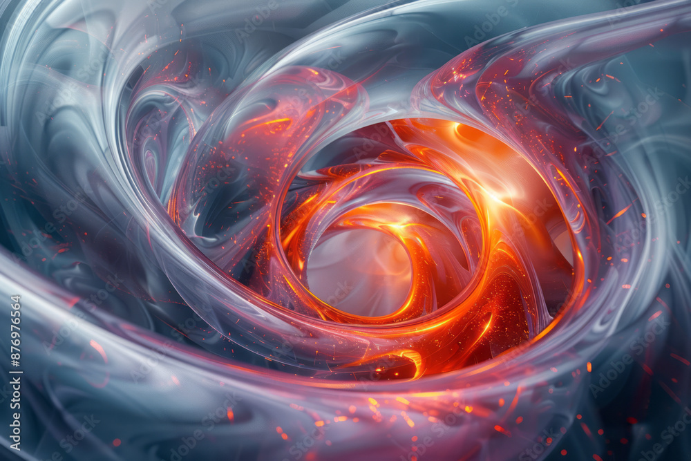 Poster dynamic abstract shapes that appear to be vibrating and moving, creating a sense of visual excitemen
