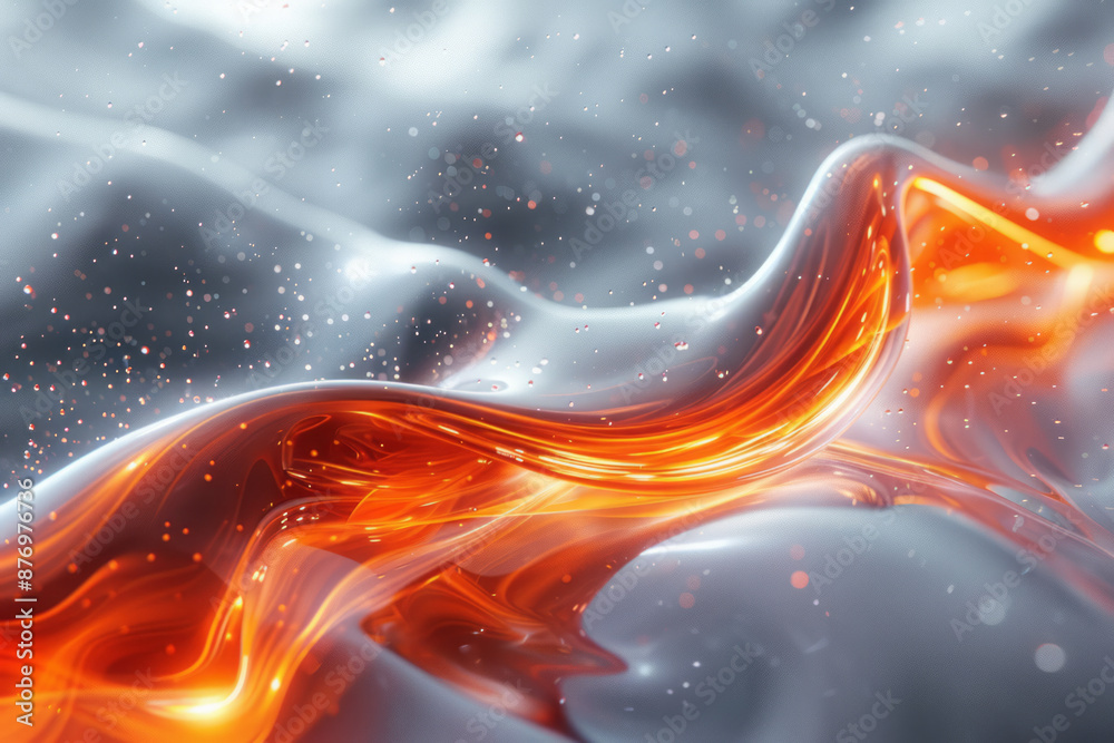 Poster high-energy abstract forms that seem to be in motion, creating a dynamic visual effect,