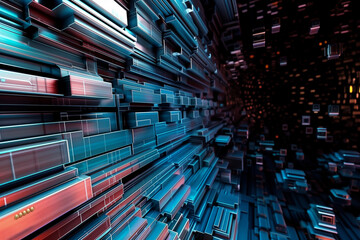Fototapeta premium futuristic abstract background with colorful neon geometric shapes and dynamic lines in a digital cyberpunk style