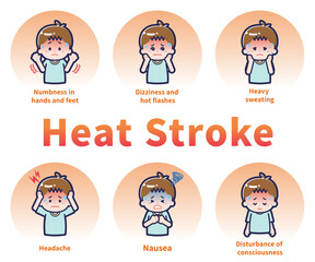 さまざまな熱中症症状を訴える男の子